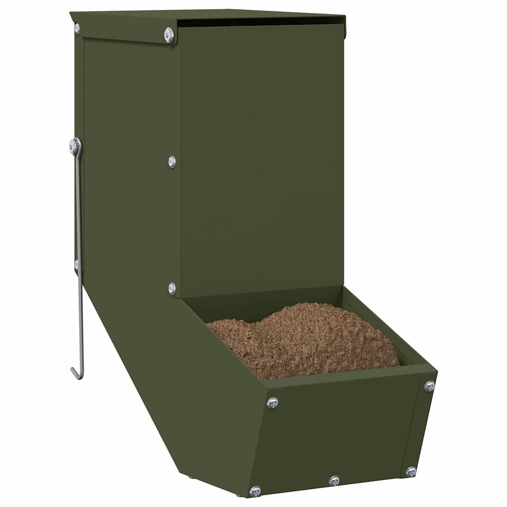 Rabbit Feeder Olive Green 12.5 x 26 x 28.5 cm Cold-Rolled Steel