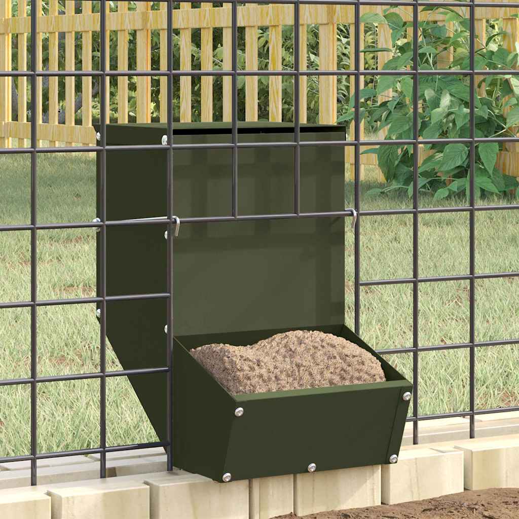 Rabbit Feeder Olive Green 17.5 x 26 x 28.5 cm Cold-Rolled Steel