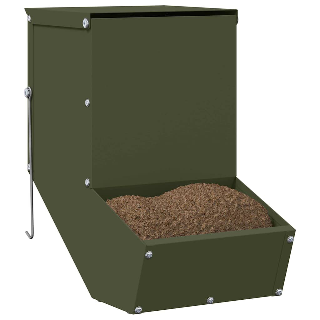 Rabbit Feeder Olive Green 17.5 x 26 x 28.5 cm Cold-Rolled Steel