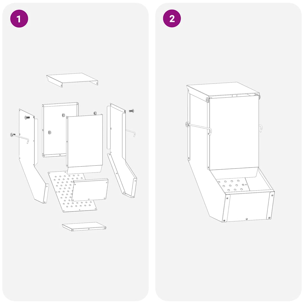 Rabbit Feeder Black 12.5 x 26 x 28.5 cm Cold-Rolled Steel