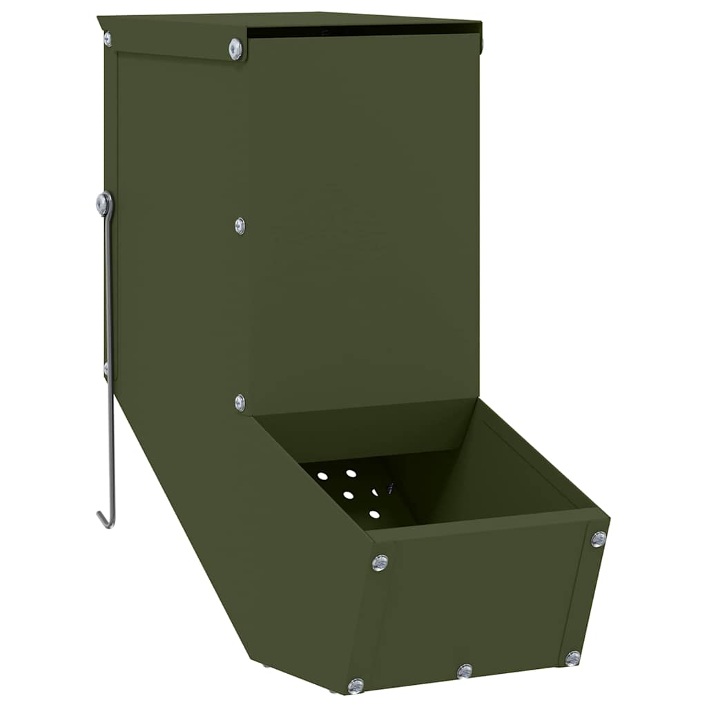 Rabbit Feeder Olive Green 12.5 x 26 x 28.5 cm Cold-Rolled Steel