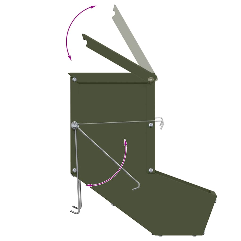 Rabbit Feeder Olive Green 12.5 x 26 x 28.5 cm Cold-Rolled Steel