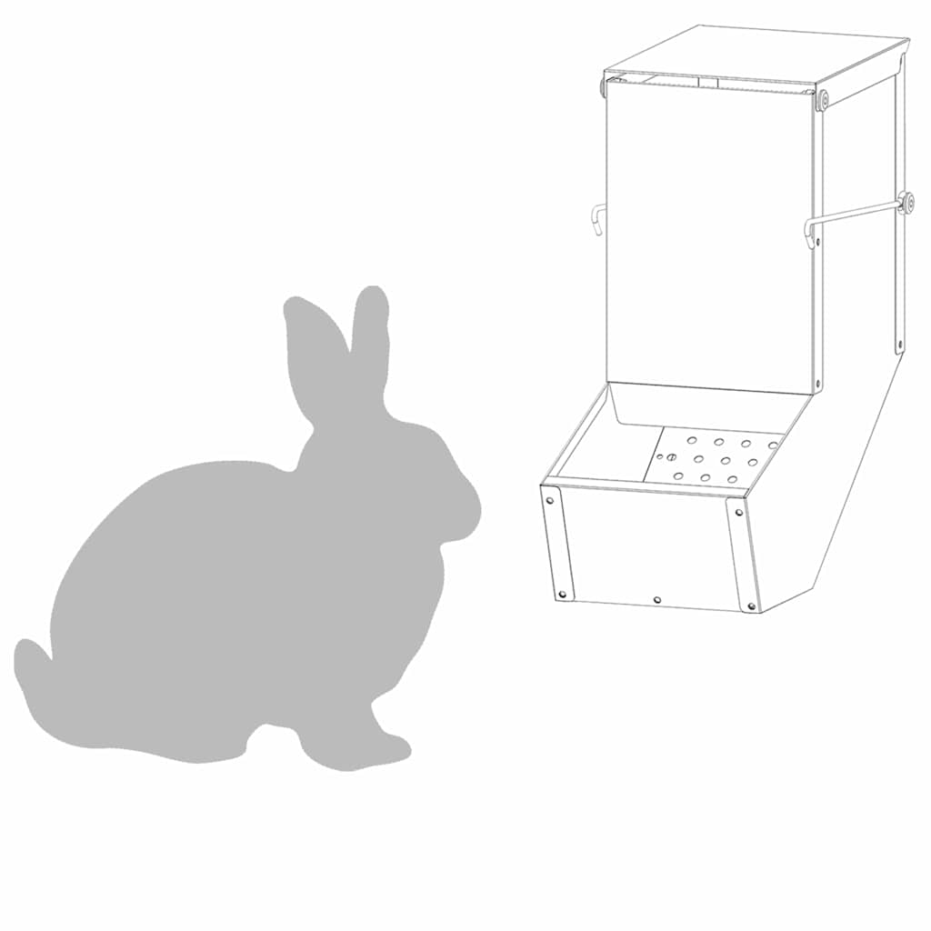 Rabbit Feeder Silver 12.5 x 26 x 28.5 cm Galvanised Steel