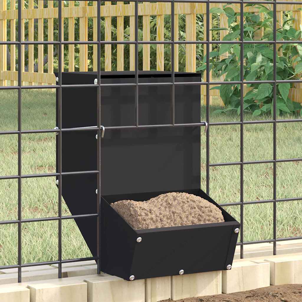 Rabbit Feeder Black 17.5 x 26 x 28.5 cm Cold-Rolled Steel