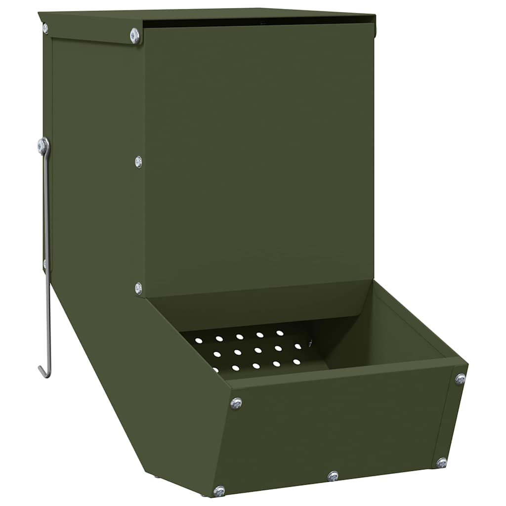 Rabbit Feeder Olive Green 17.5 x 26 x 28.5 cm Cold-Rolled Steel