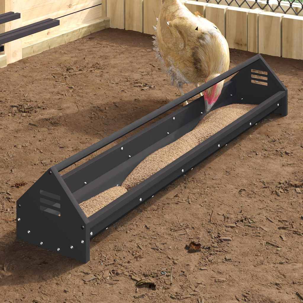 Chicken Feeding Trough Black 108 x 20.5 x 20 cm
