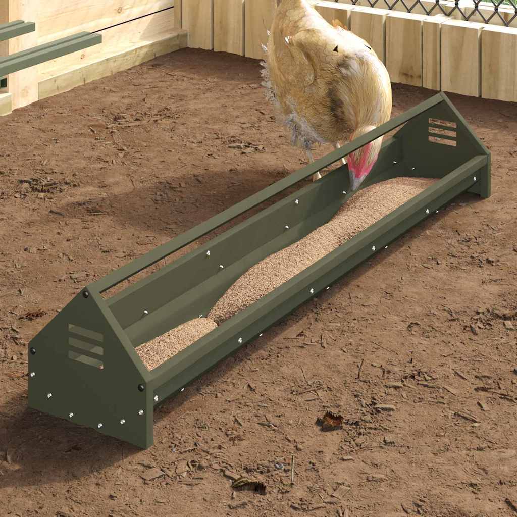 Chicken Feeding Trough Olive Green 108 x 20.5 x 20 cm