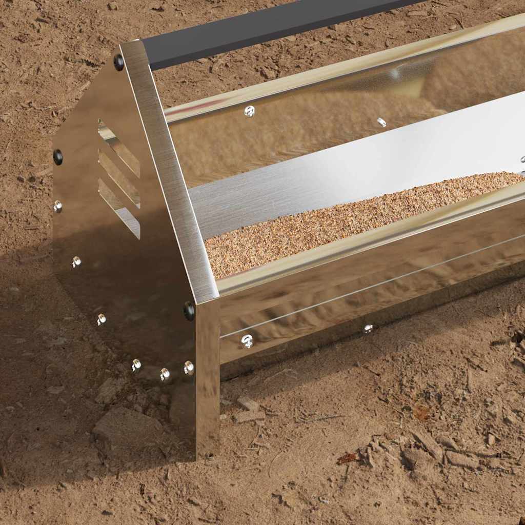 Chicken Feeding Trough Silver 108 x 20.5 x 20 cm
