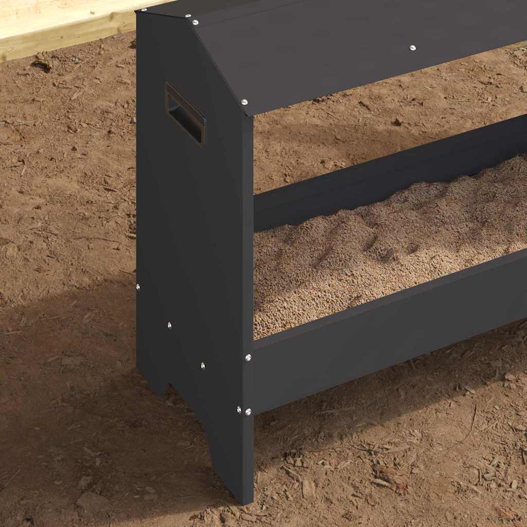 Chicken Feeding Trough Black 81 x 32 x 53.5 cm