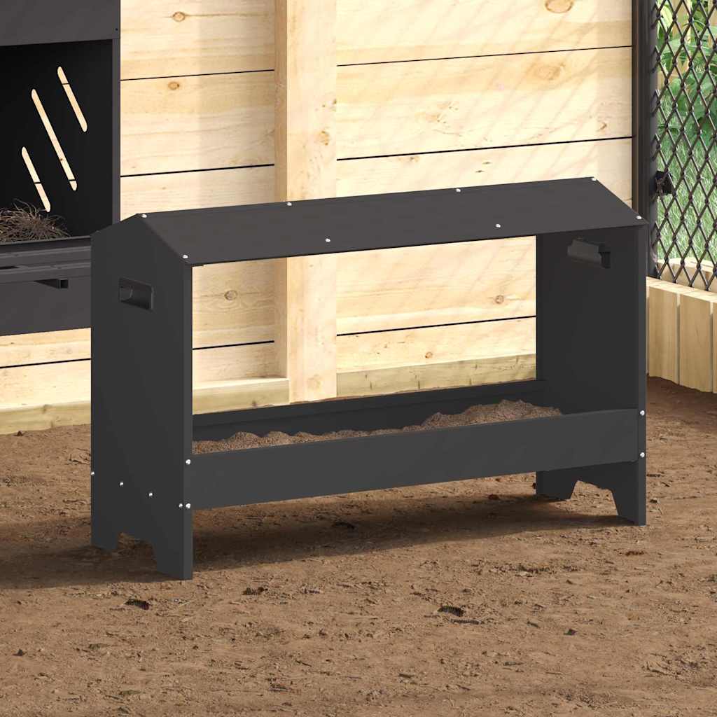 Chicken Feeding Trough Black 81 x 32 x 53.5 cm