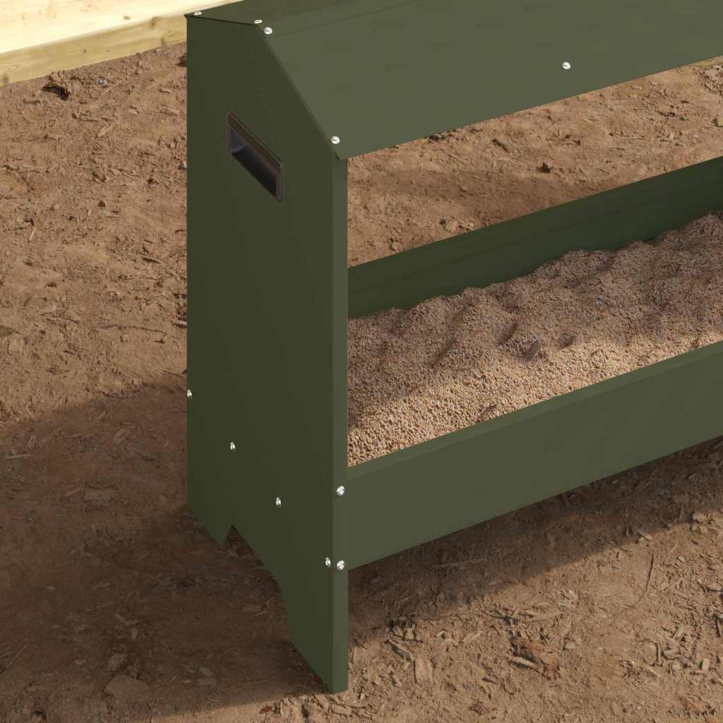 Chicken Feeding Trough Olive Green 81 x 32 x 53.5 cm