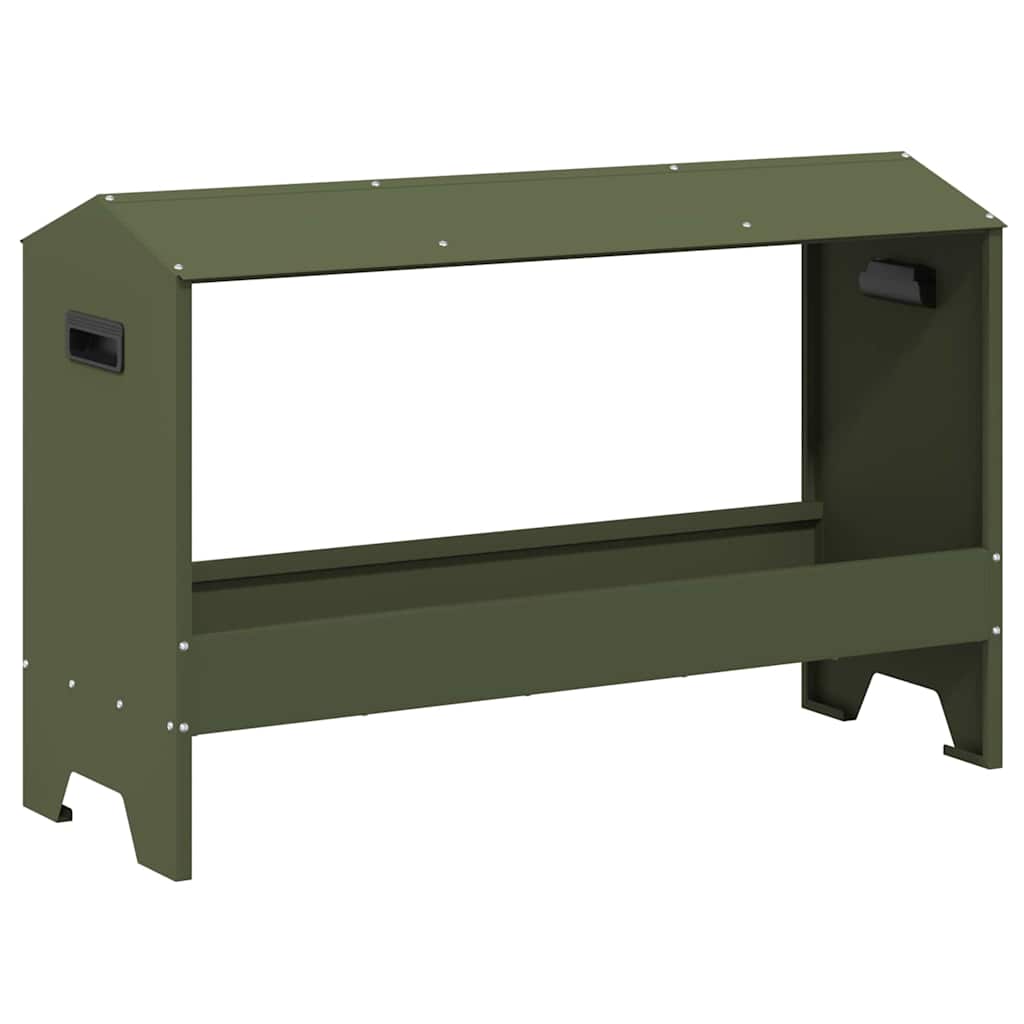 Chicken Feeding Trough Olive Green 81 x 32 x 53.5 cm