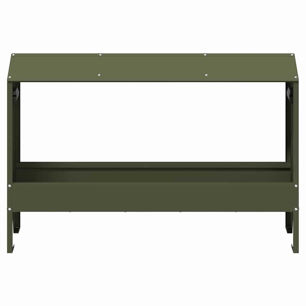 Chicken Feeding Trough Olive Green 81 x 32 x 53.5 cm