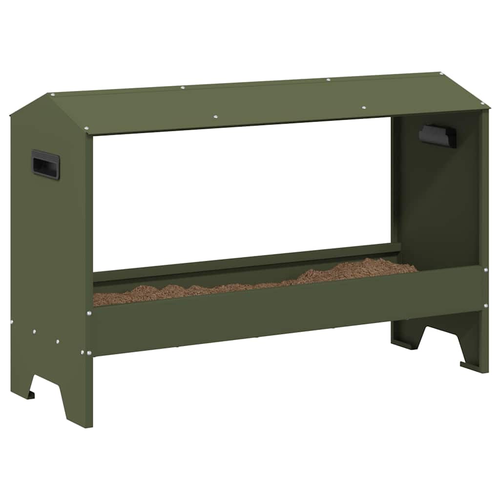 Chicken Feeding Trough Olive Green 81 x 32 x 53.5 cm