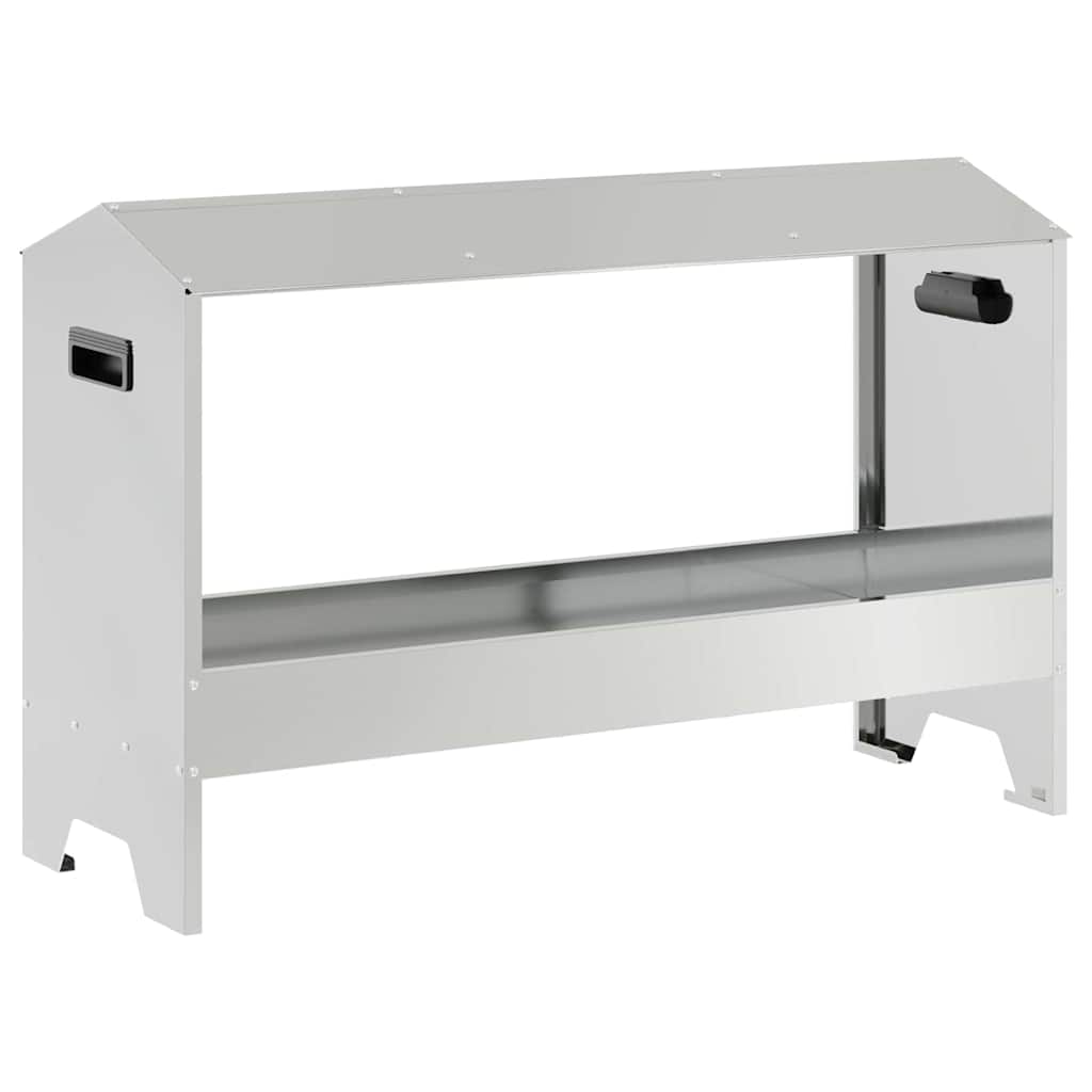 Chicken Feeding Trough Silver 81 x 32 x 53.5 cm