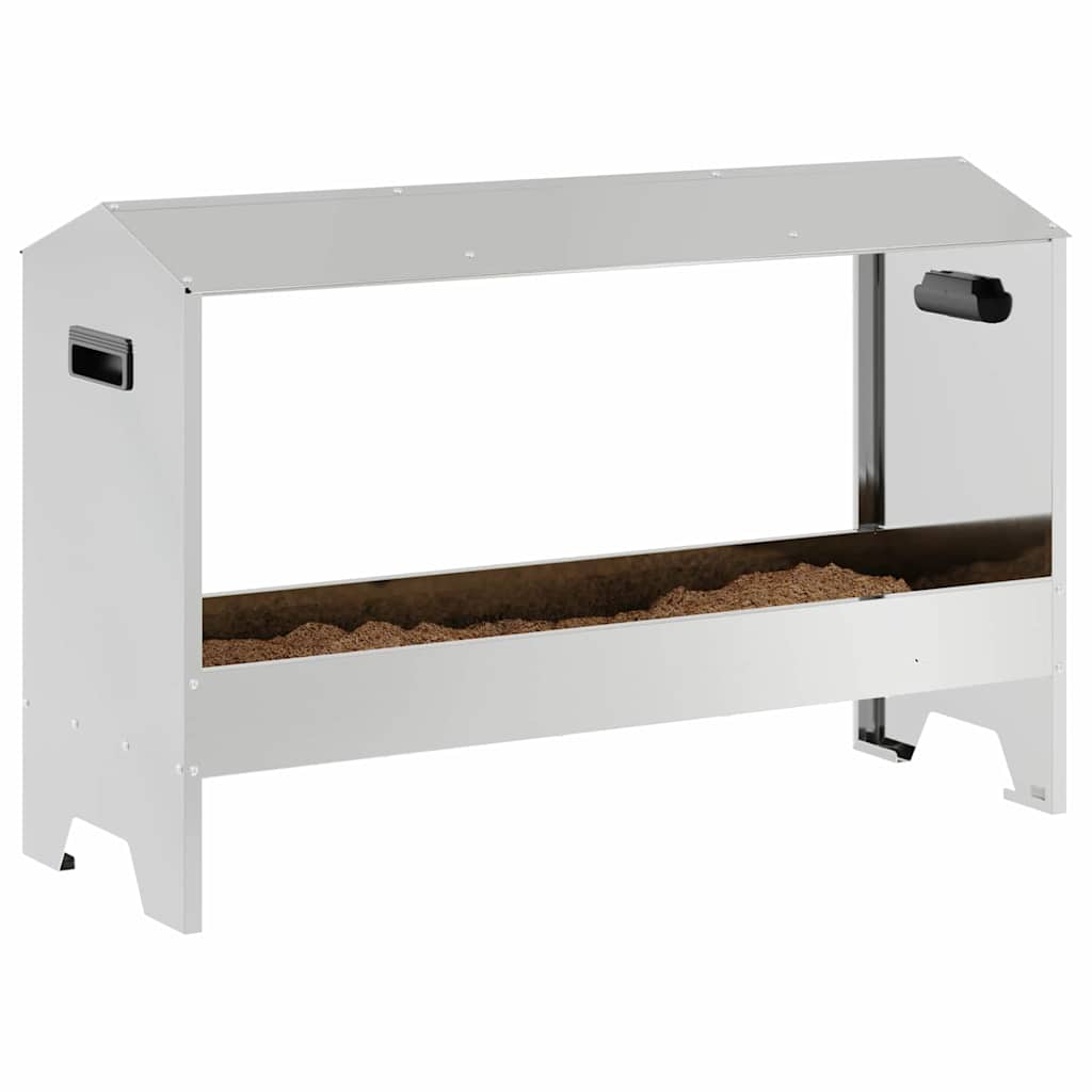 Chicken Feeding Trough Silver 81 x 32 x 53.5 cm