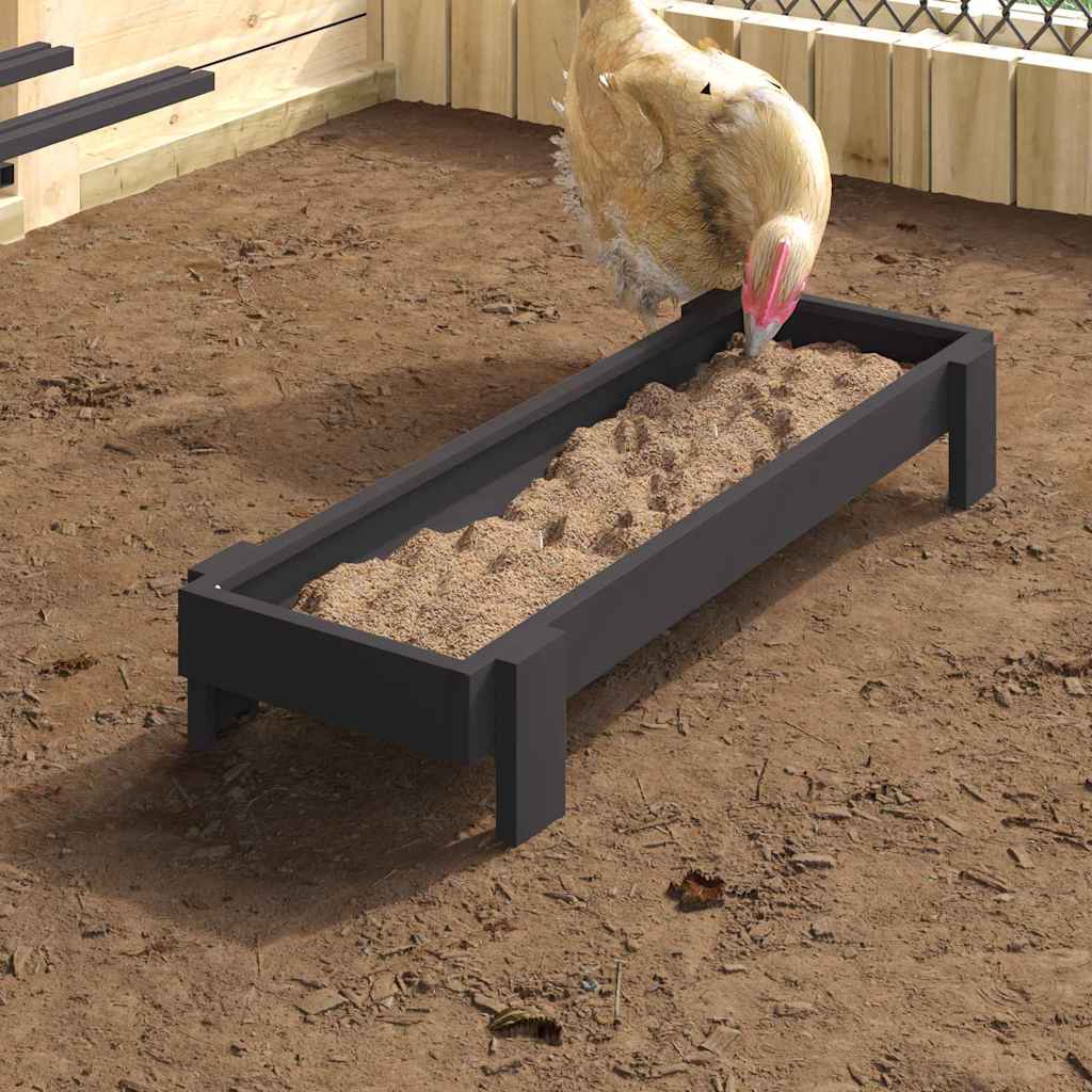 Chicken Feeding Trough Black 80 x 28 x 13.5 cm