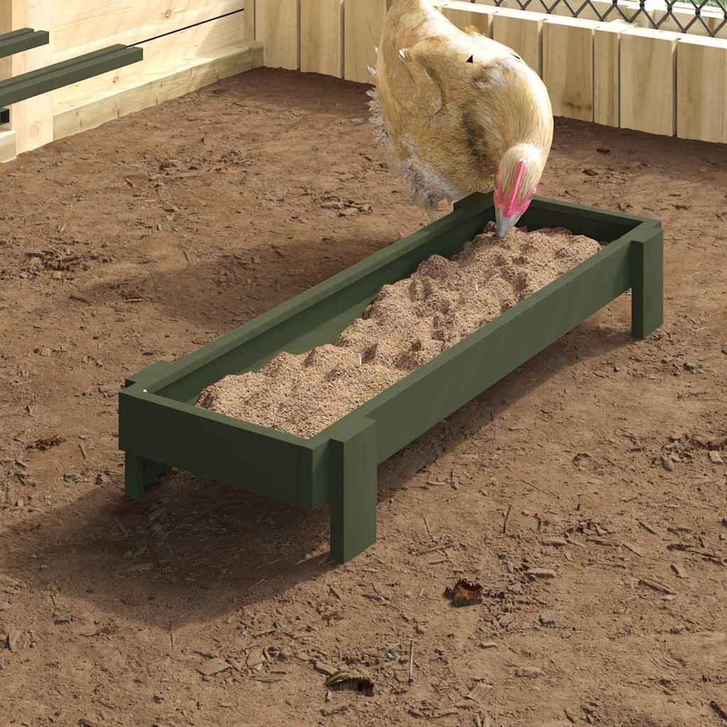 Chicken Feeding Trough Olive Green 80 x 28 x 13.5 cm