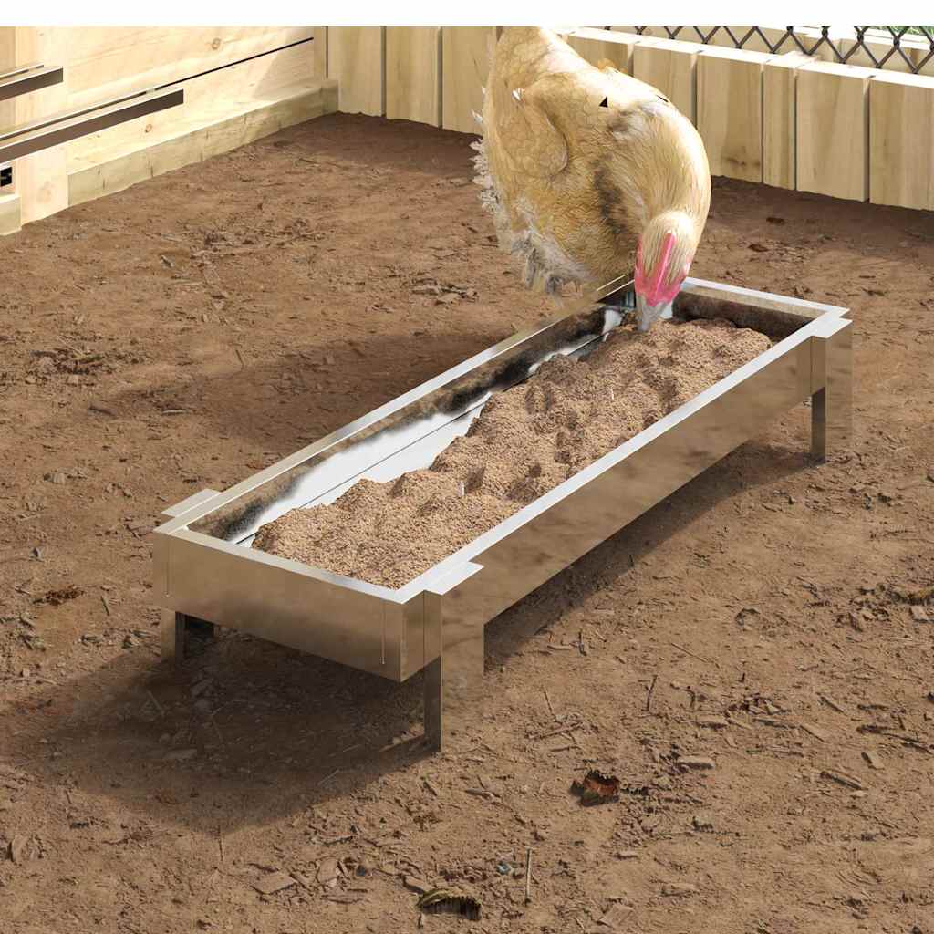 Chicken Feeding Trough Silver 80 x 28 x 13.5 cm