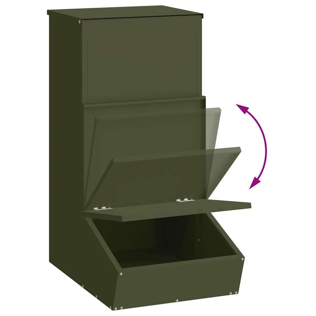 Pig Feeder Olive Green 55 x 38 x 76 cm Cold-Rolled Steel