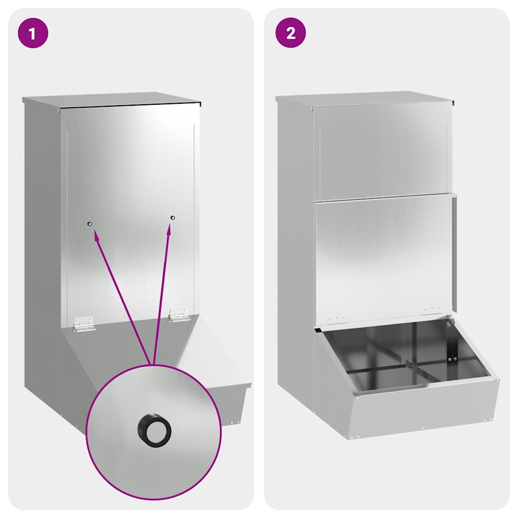 Pig Feeder Silver 55 x 38 x 76 cm Galvanised Steel