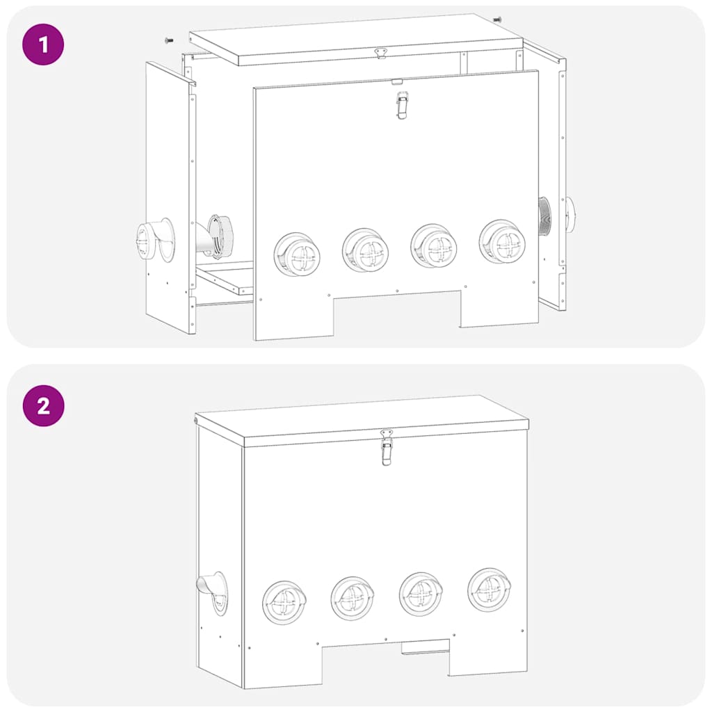 Chicken Feeder Black 60.5 x 29 x 51 cm Cold-Rolled Steel