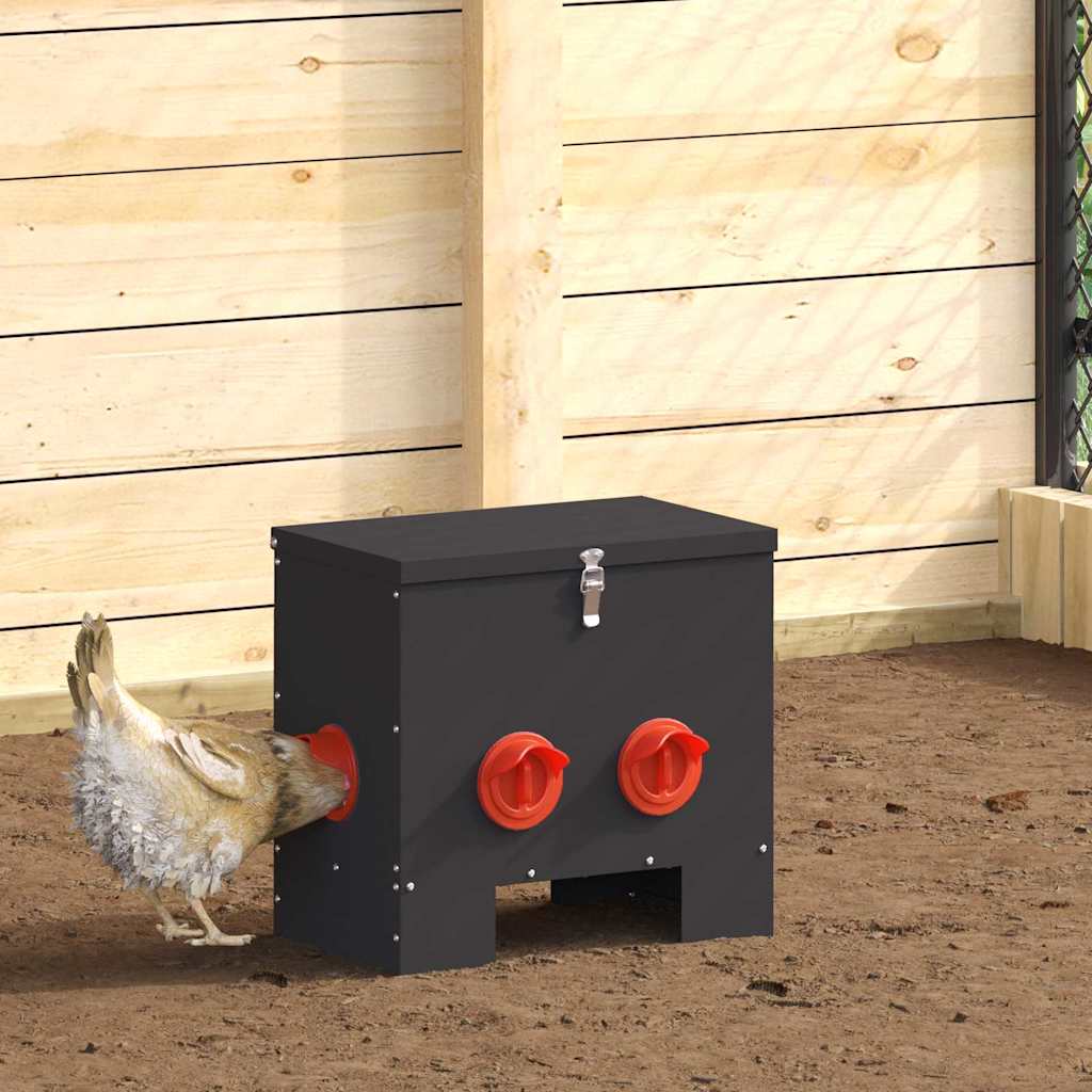 Chicken Feeder Black 40.5 x 25 x 38 cm Cold-Rolled Steel