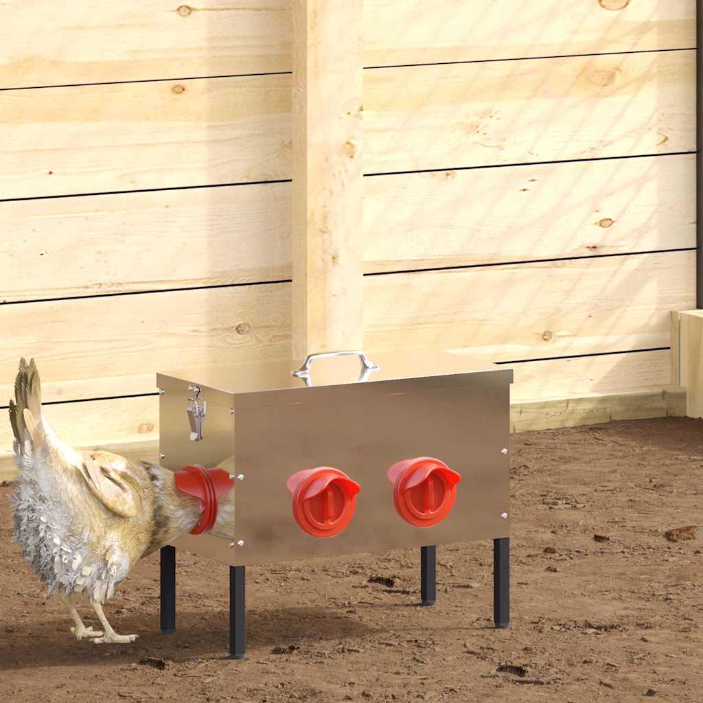 Chicken Feeder Silver 41.5 x 20.5 x 33 cm Galvanised Steel