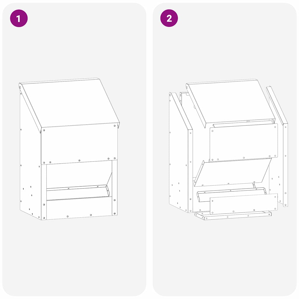 Chicken Feeder Black 21 x 16 x 33 cm Cold-Rolled Steel