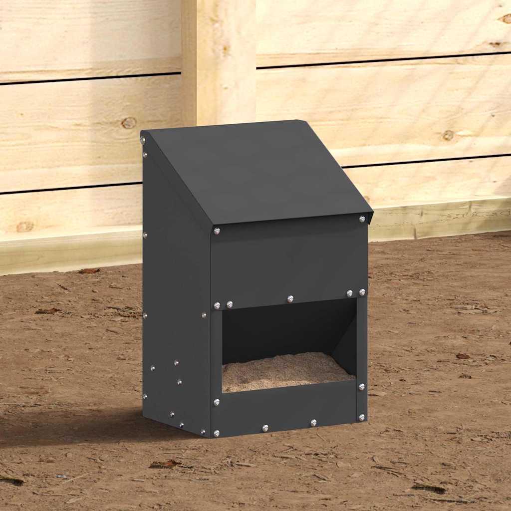 Chicken Feeder Black 21 x 16 x 33 cm Cold-Rolled Steel