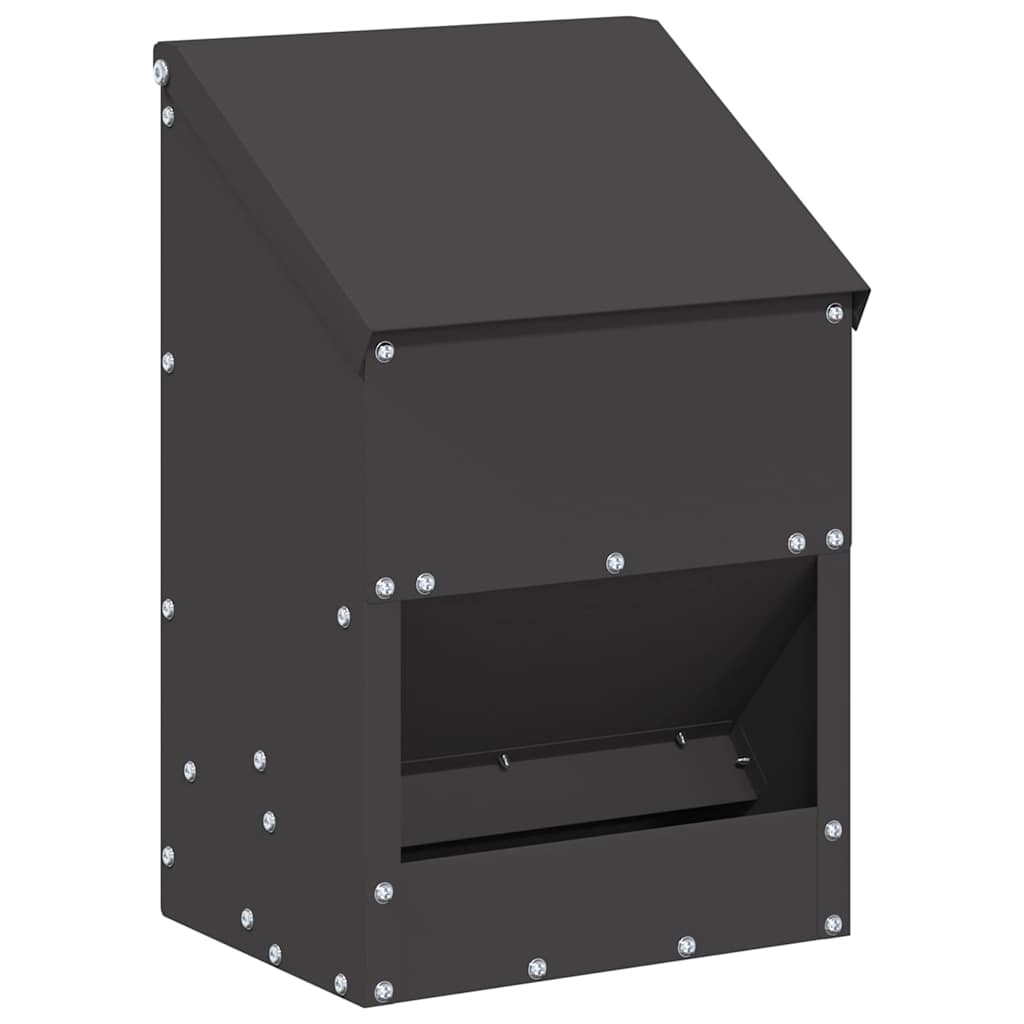 Chicken Feeder Black 21 x 16 x 33 cm Cold-Rolled Steel