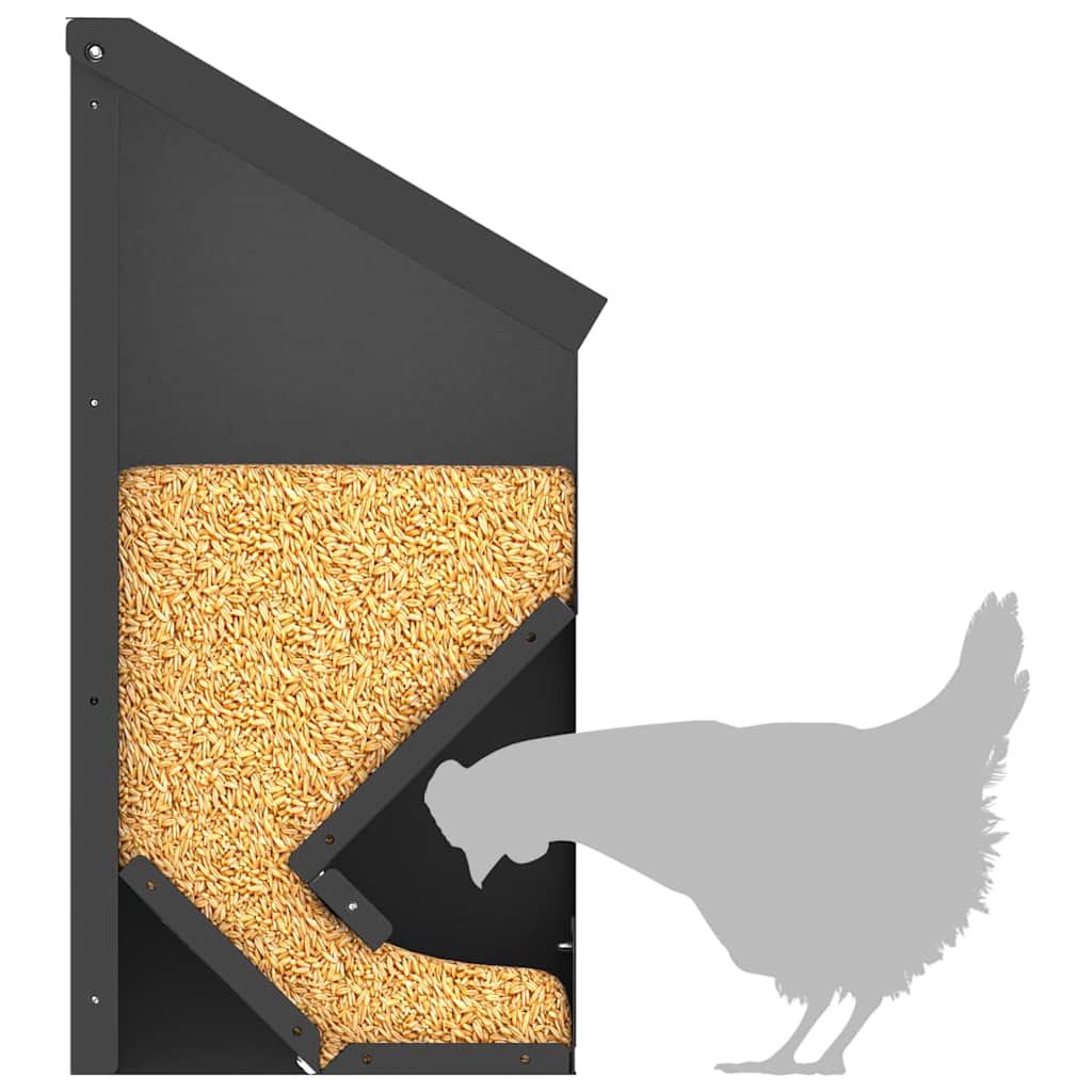 Chicken Feeder Black 21 x 16 x 33 cm Cold-Rolled Steel