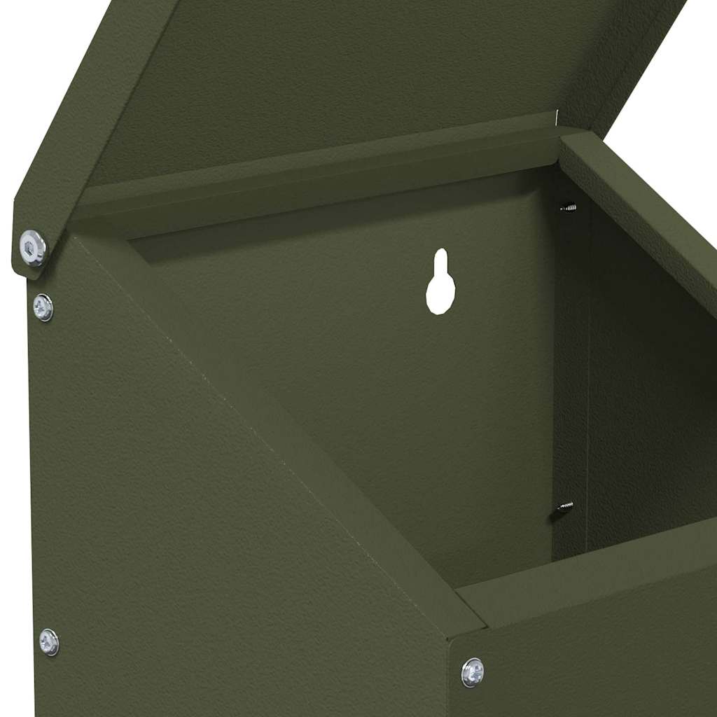 Chicken Feeder Olive Green 21 x 16 x 33 cm Cold-Rolled Steel