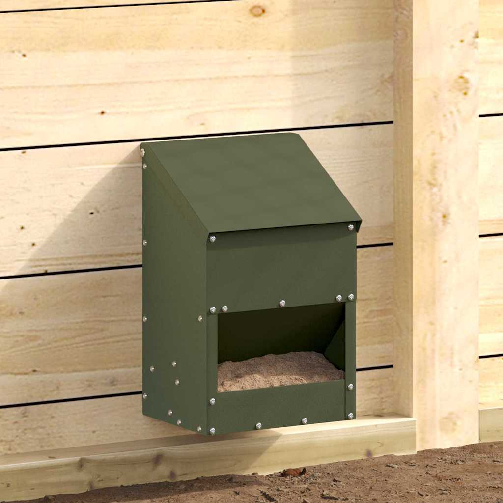 Chicken Feeder Olive Green 21 x 16 x 33 cm Cold-Rolled Steel