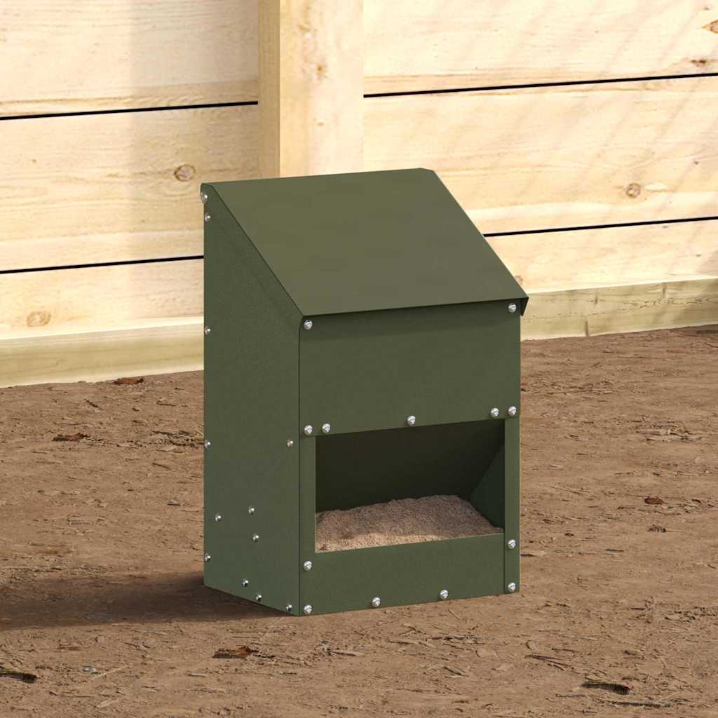 Chicken Feeder Olive Green 21 x 16 x 33 cm Cold-Rolled Steel