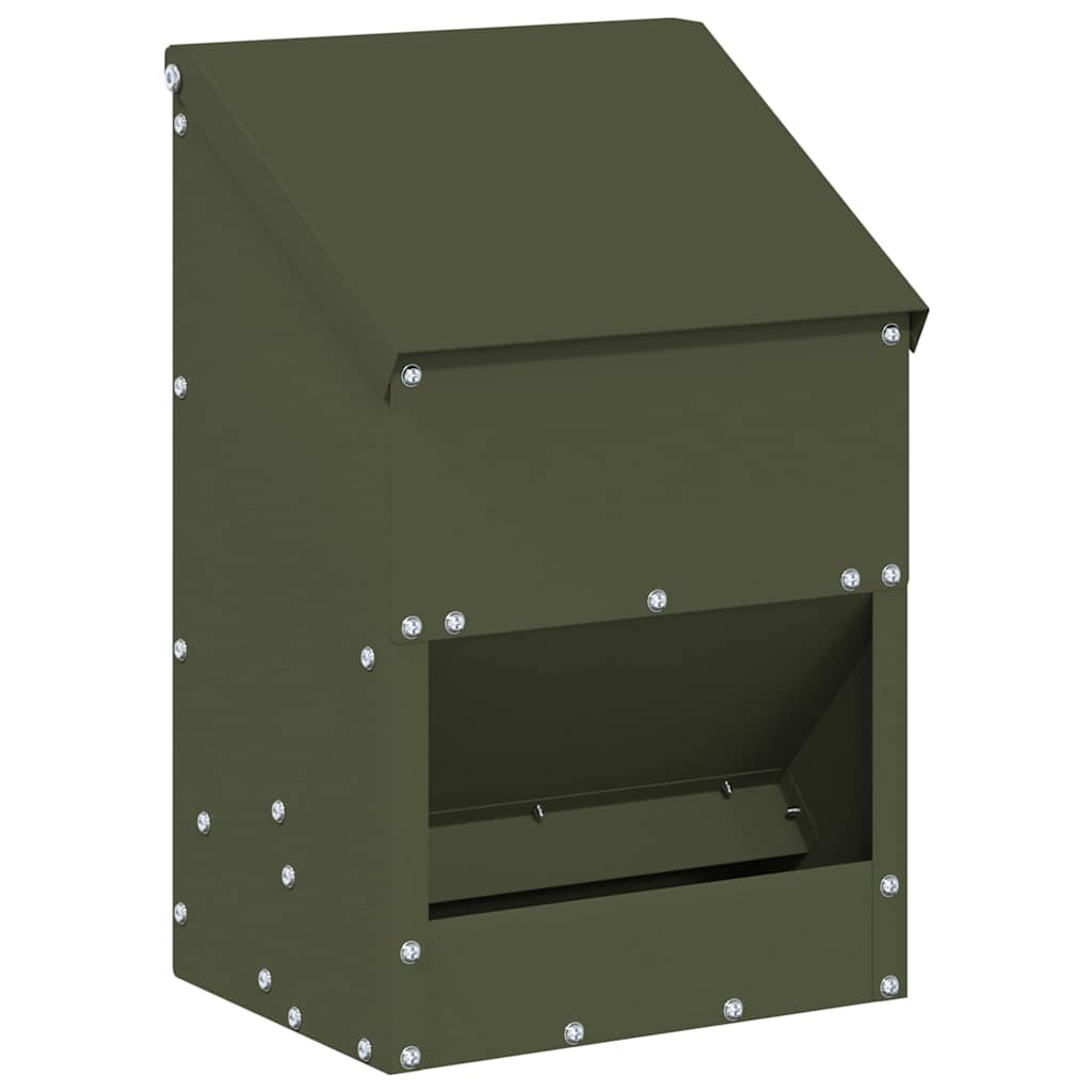 Chicken Feeder Olive Green 21 x 16 x 33 cm Cold-Rolled Steel