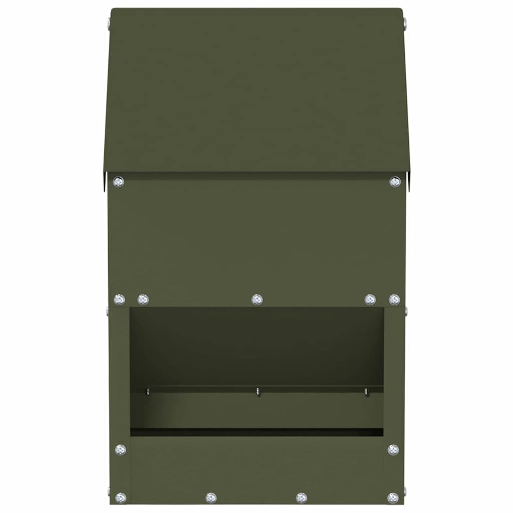 Chicken Feeder Olive Green 21 x 16 x 33 cm Cold-Rolled Steel