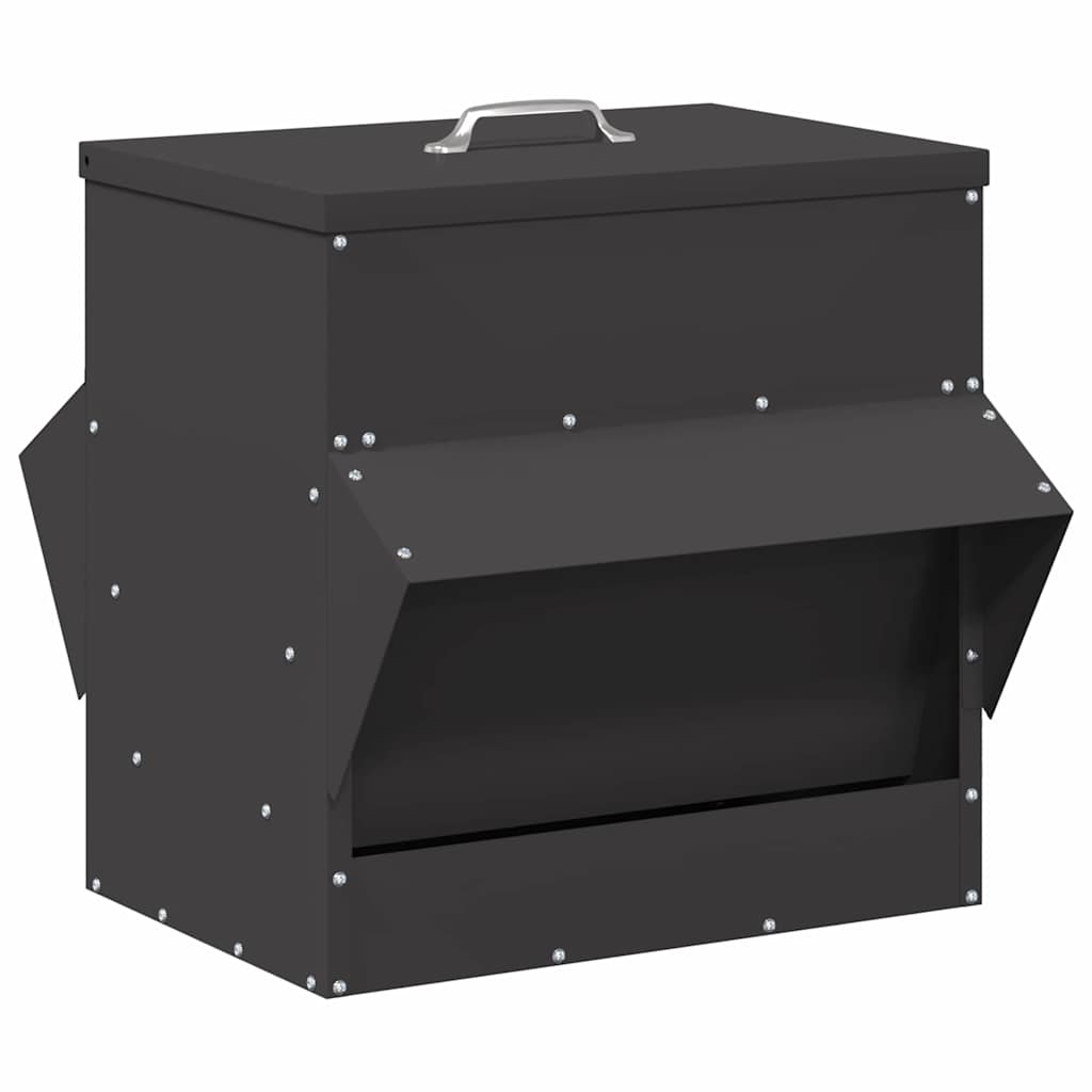 Chicken Feeder Black 40.5 x 45 x 41 cm Cold-Rolled Steel