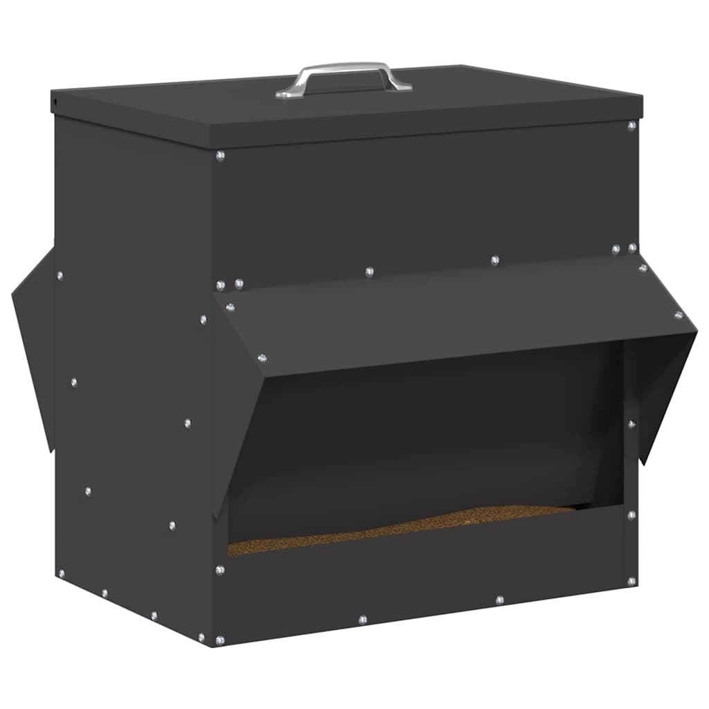 Chicken Feeder Black 40.5 x 45 x 41 cm Cold-Rolled Steel