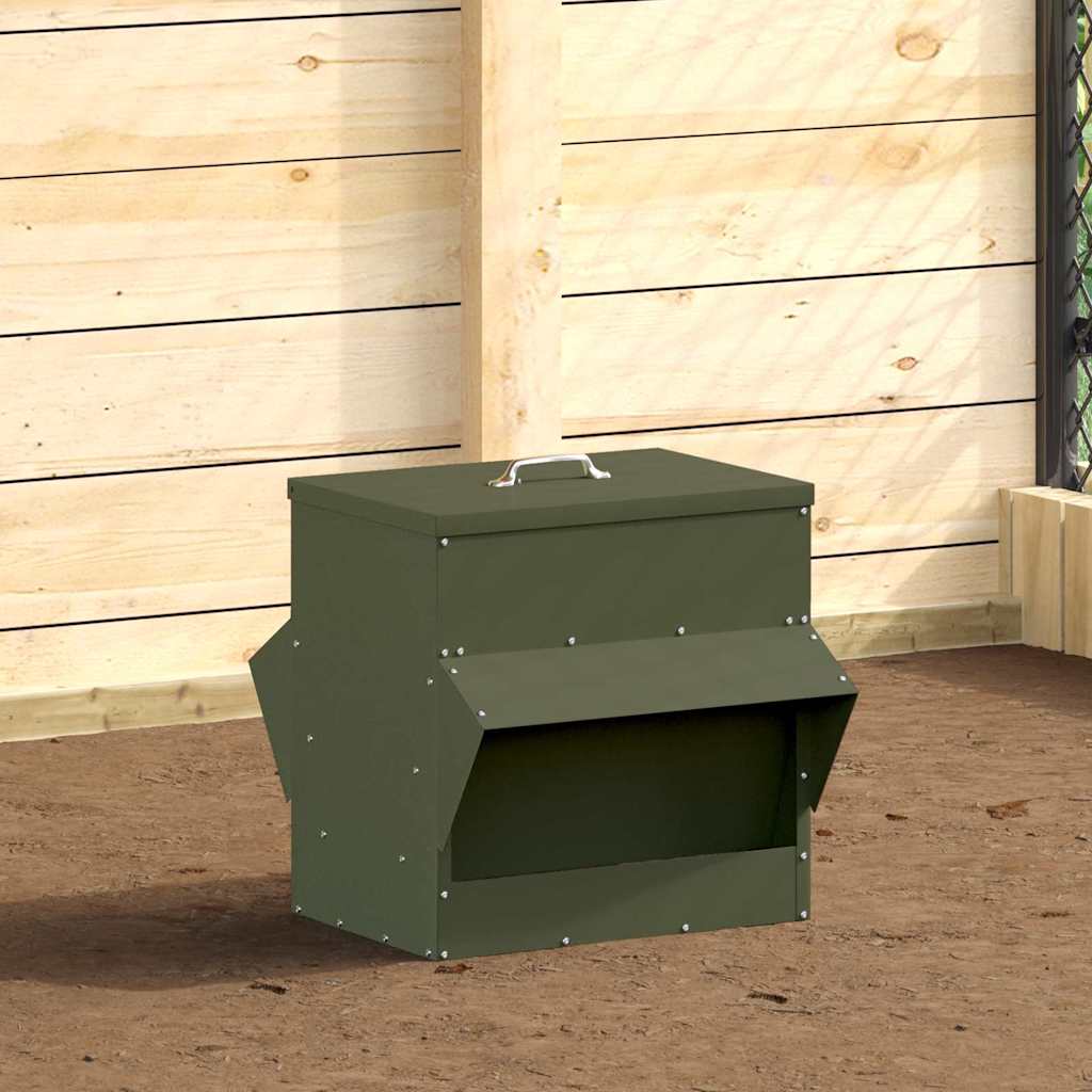 Chicken Feeder Olive Green 40.5 x 45 x 41 cm Cold-Rolled Steel