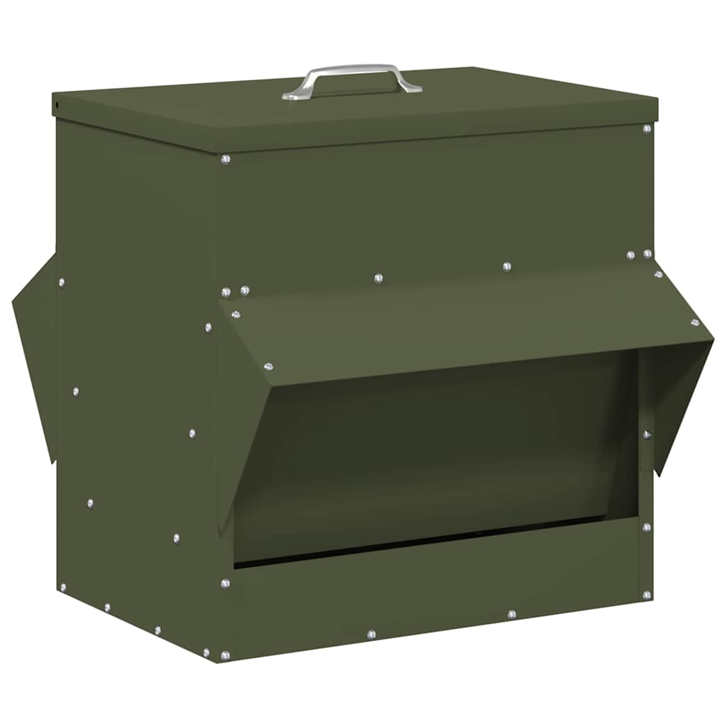 Chicken Feeder Olive Green 40.5 x 45 x 41 cm Cold-Rolled Steel