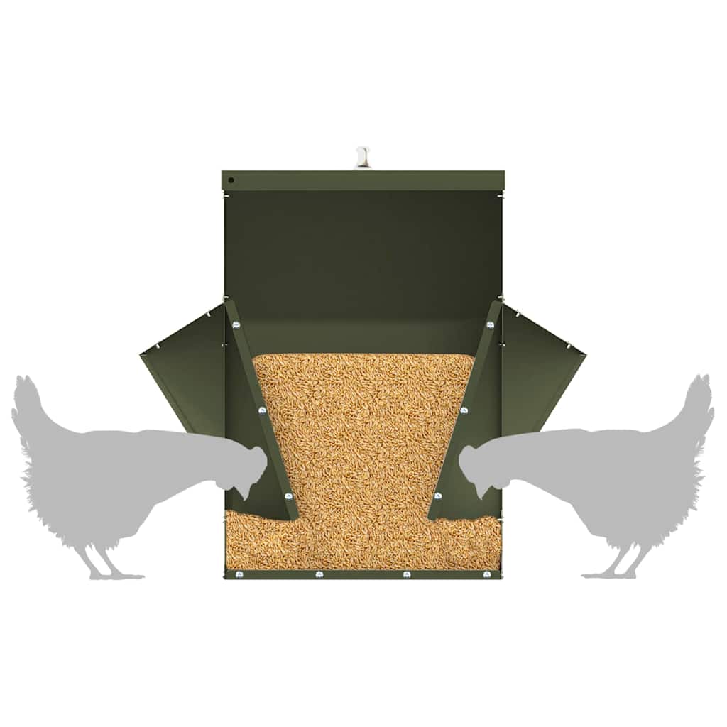 Chicken Feeder Olive Green 40.5 x 45 x 41 cm Cold-Rolled Steel