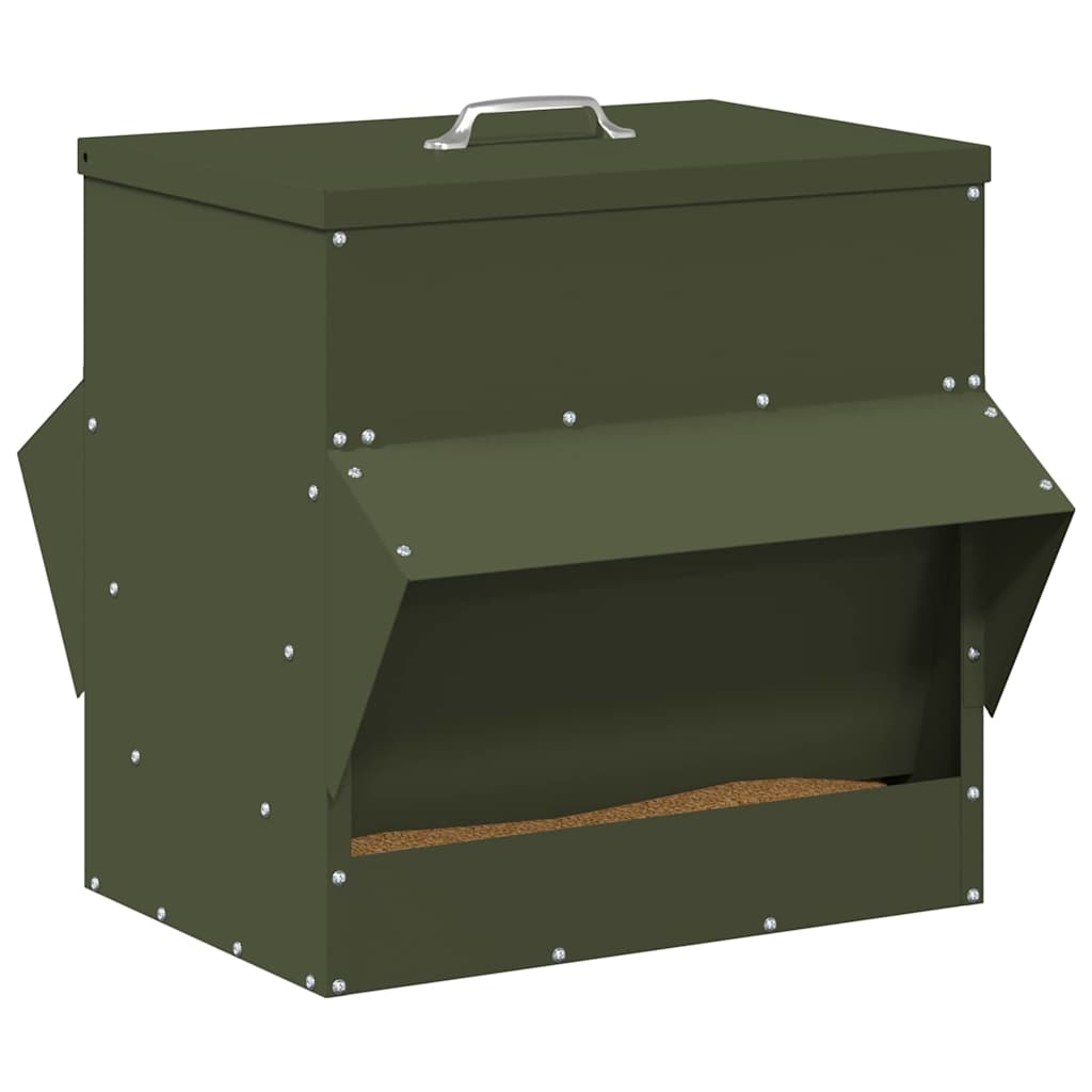 Chicken Feeder Olive Green 40.5 x 45 x 41 cm Cold-Rolled Steel