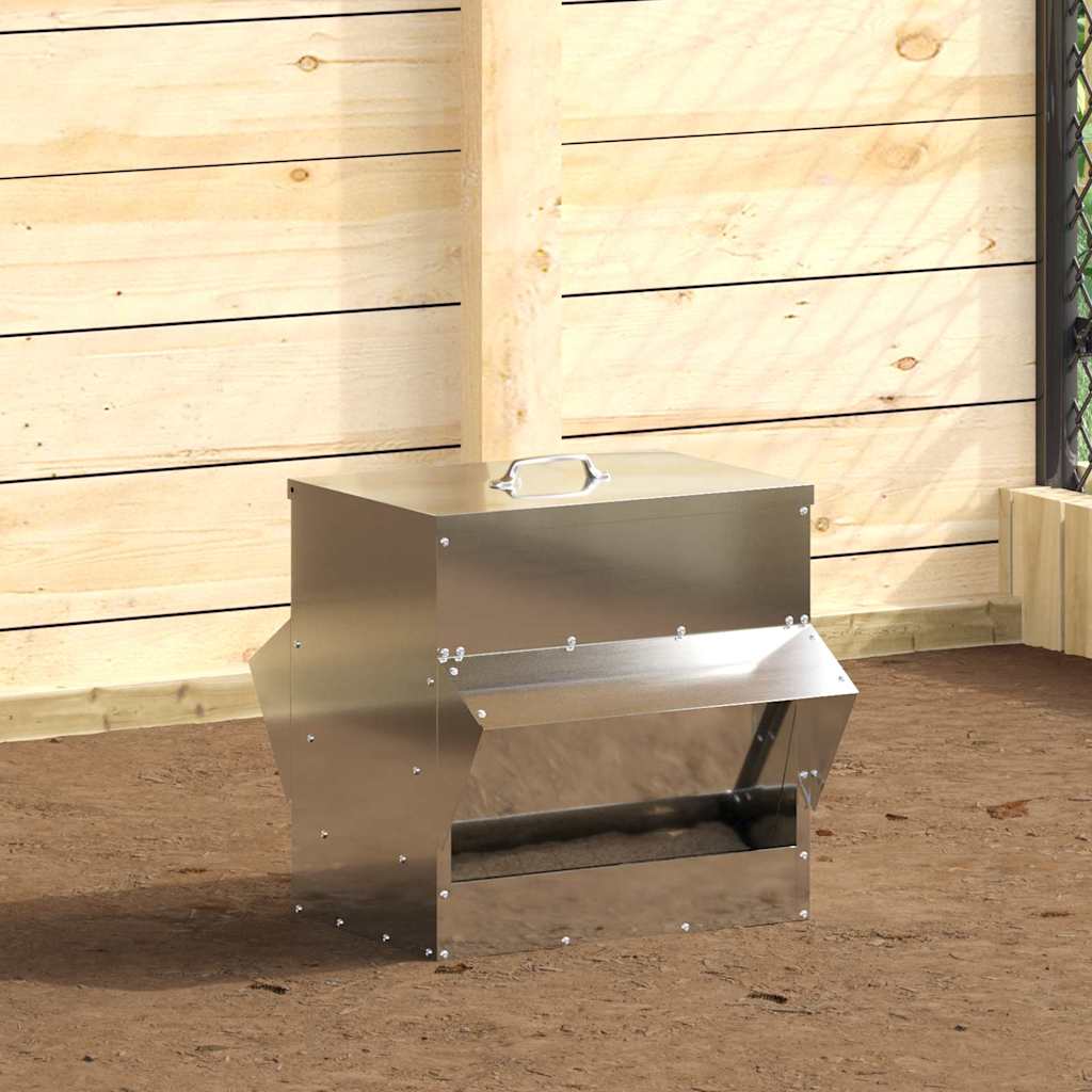 Chicken Feeder Silver 40.5 x 45 x 41 cm Galvanised Steel