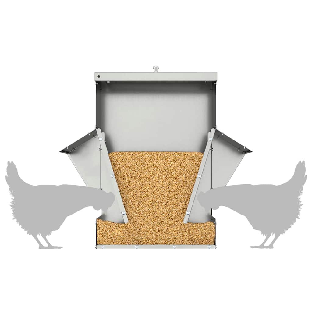 Chicken Feeder Silver 40.5 x 45 x 41 cm Galvanised Steel