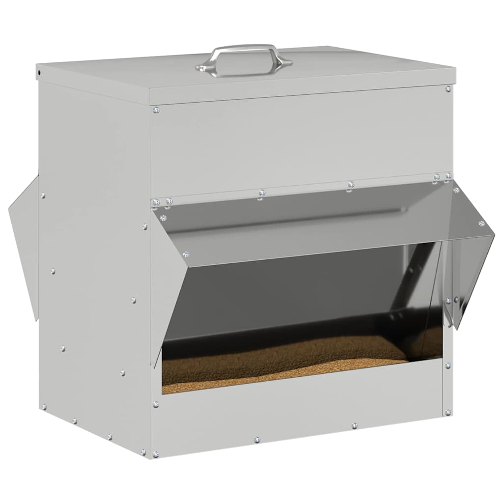 Chicken Feeder Silver 40.5 x 45 x 41 cm Galvanised Steel