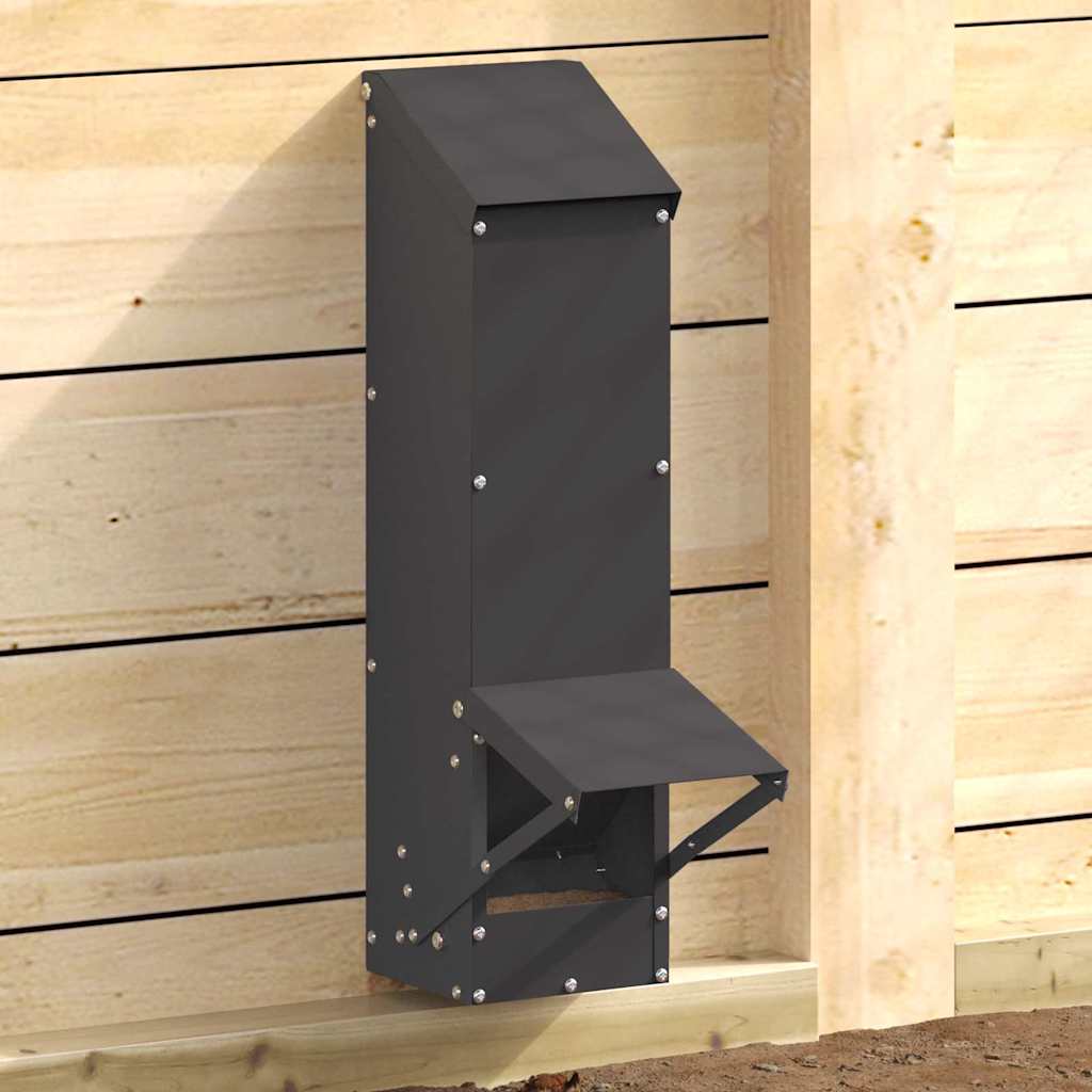 Chicken Feeder Black 13 x 12 x 51 cm Cold-Rolled Steel