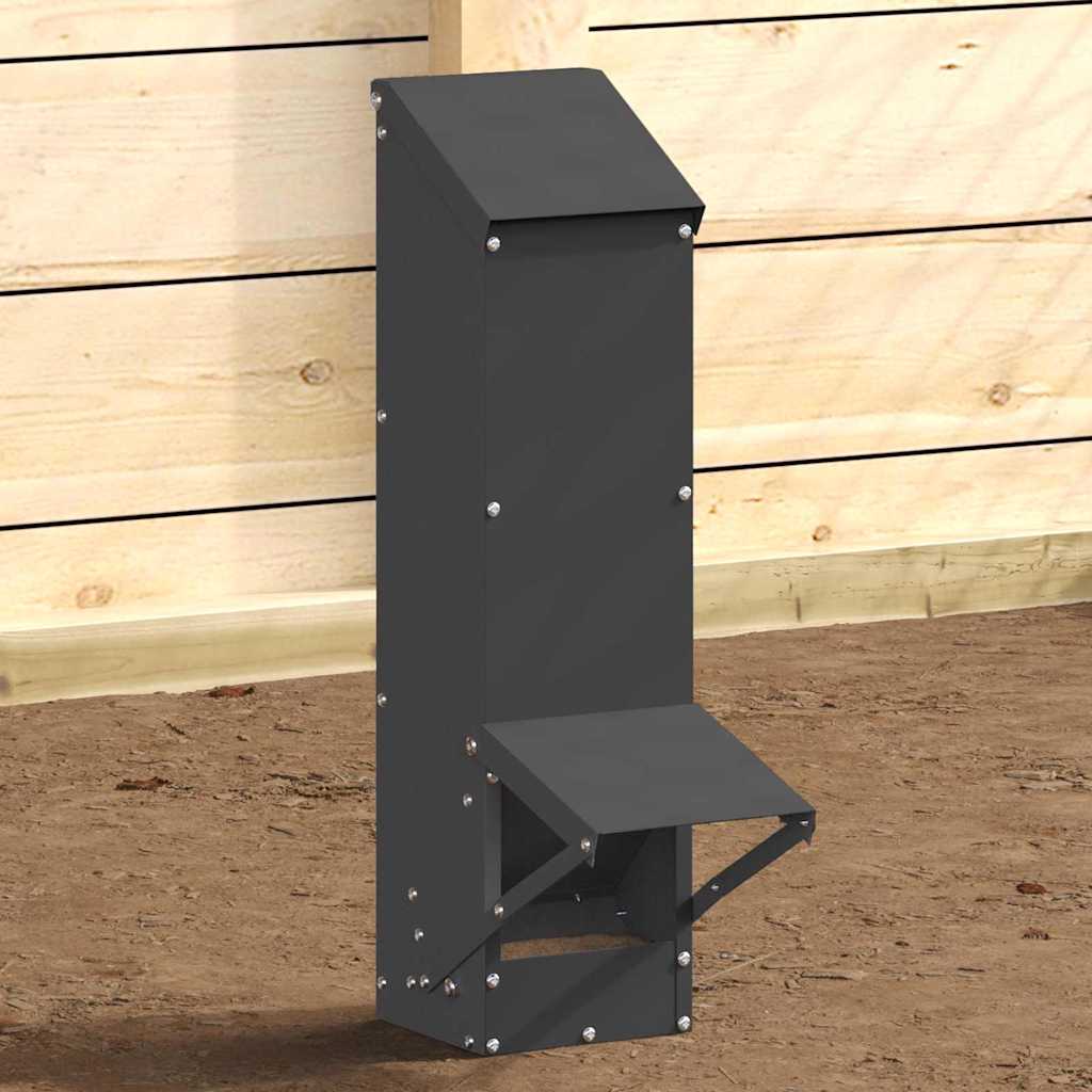 Chicken Feeder Black 13 x 12 x 51 cm Cold-Rolled Steel