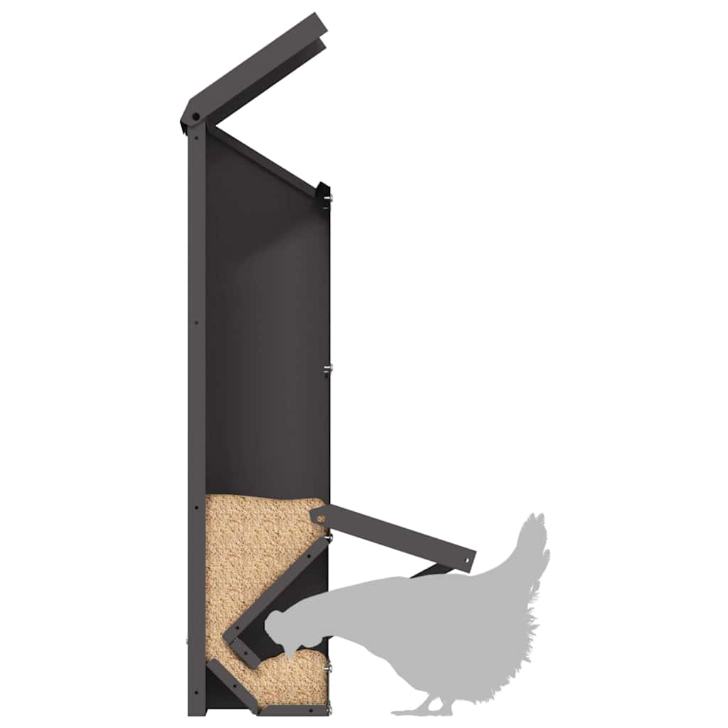 Chicken Feeder Black 13 x 12 x 51 cm Cold-Rolled Steel