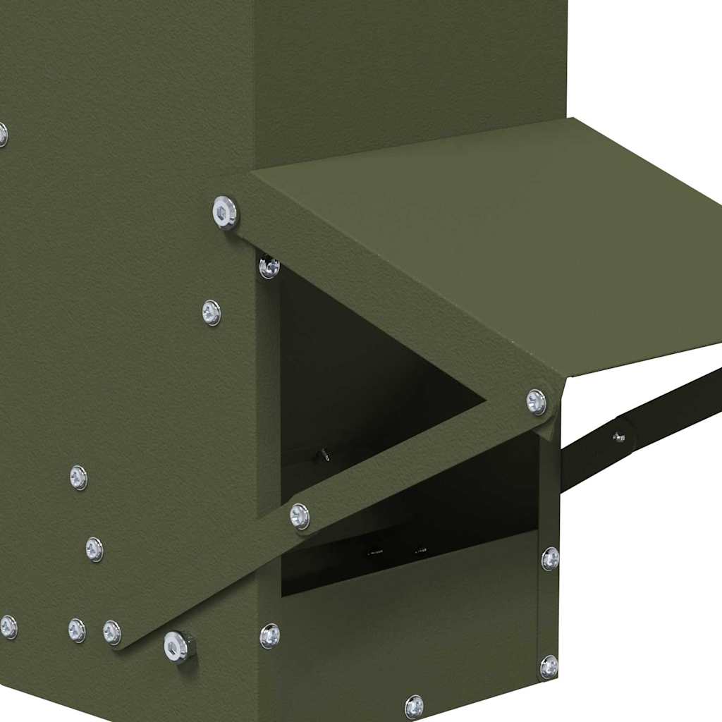 Chicken Feeder Olive Green 13 x 12 x 51 cm Cold-Rolled Steel